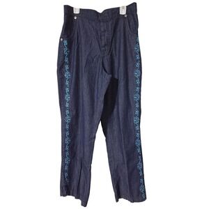 American Sweetheart Womens Jeans Blue Embroidered Denim Pants 8P Petite